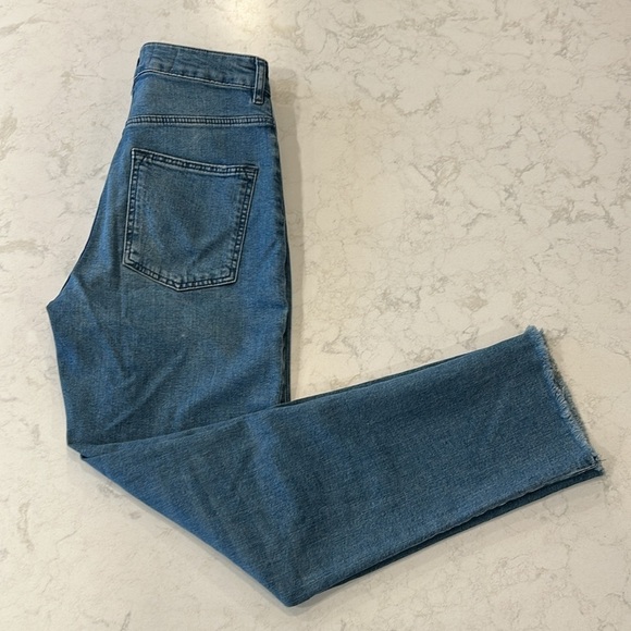 Ted Baker Morgani Straight Leg Blue Denim Jeans Raw Hem - Picture 14 of 15